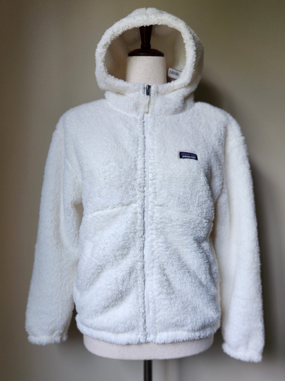 NWT Patagonia Kids Los Gatos Sherpa Fleece Hooded Jacket Full Zip Cream L 12